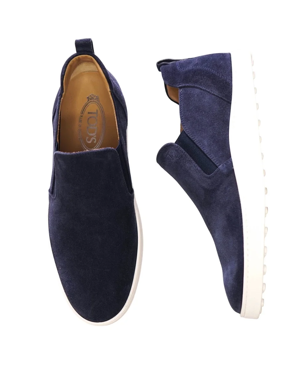 $825 TOD'S - Navy Blue Suede Loafers - US 8 (7UK)